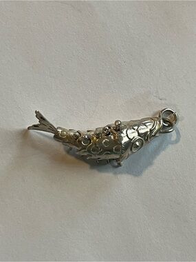 Sterling Silver Articulated Fish Charm Pendant - fishing angler koi